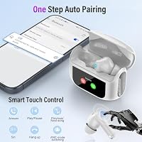 Touchscreen Bluetooth Kopfhörer, 2026 In Ear Kopfhörer Kabellos Bluetooth 5.4 mit ANC+ENC Noise Cancelling Mic, 48Std Spielzeit Tiefer Bass Earbud mit 5 EQ-Modi, IP7 Wasserdicht Ohrhörer USB-C Weiß – Ansicht 8