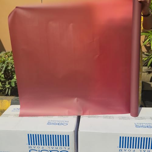 Image of Oasis Frosted Maroon Bouquet Wrapping Roll Premium Korean Style Flower Wrap for Fresh Flowers & Gift Packaging Florist Essential Supplies 60 Micron 25 Meter Long