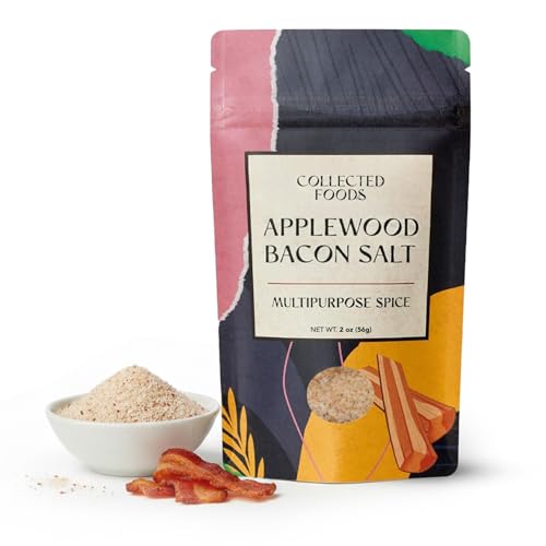 Collected Foods Premium Applewood Smoked Bacon Salt Seasoning – All-Natural, Gluten-Free, Vegan, Non-GMO | Flavored Salt for Chicken, Steak, Eggs, Vegetables, Soups & More – 2oz