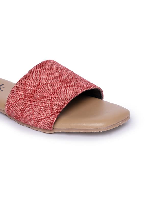 Image of ZOUK Womens Shimla Freesia Casual Flats RedFlat Sandal