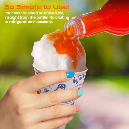 12.7oz Snow Cone Syrups (6 Pack W/Cups/Straws)