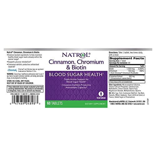 Natrol Cinnamon Chromium Biotin Tablets, 60 Count #TOP3
