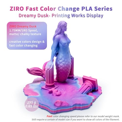 Image of ZIRO Fast Color Changing PLA, Matte Multi Colors Filament 1.75mm, Matte Rainbow 3D Printer Filament, Dimensional Accuracy + /-0.03mm, Fit Most 3D Printers, 1KG / 2.2lbs Spool, Dreamy Dusk