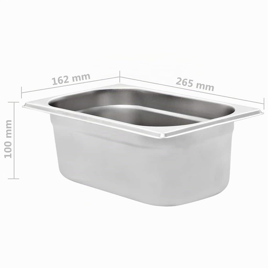 vidaXL Récipients Gastronorm 8 pcs GN 1/4 100 mm Acier inoxydable
