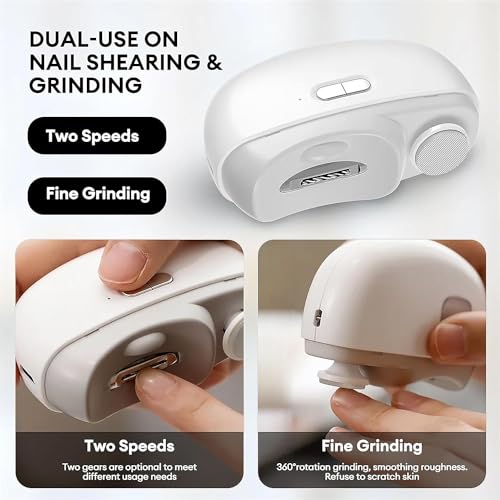 SEAHELTON Electric Nail Clipper,Automatic Nail Trimmer,Nail File with Light & 2 Speeds,Fingernail Cutter and Manicure 2 in 1 Design.Rechargeable Safety Nail Scissors for... - Image 4