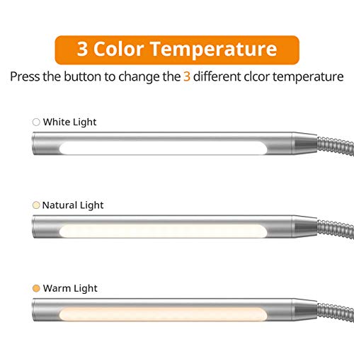 Lepower Led Clip On Light, Book Light For Reading In Bed, 4W Reading Light 3 Color Temperature Settings Stepless Adjustable Brightness Clip Lamp For Desk, Bed Headboard, Computer And Piano #TOP1