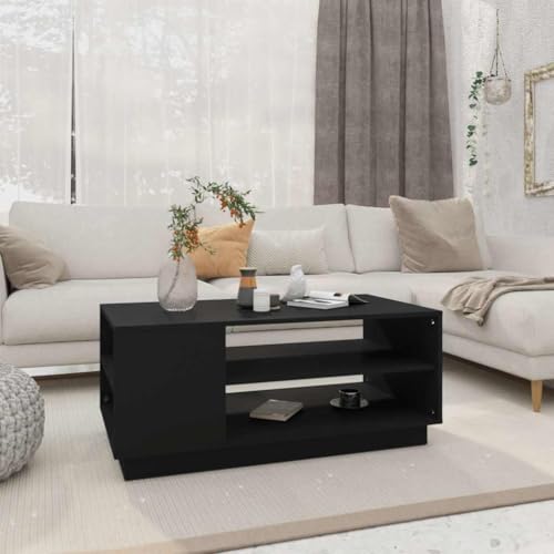 Table basse noire avec tiroirs de grande capacité en bois robuste - 3