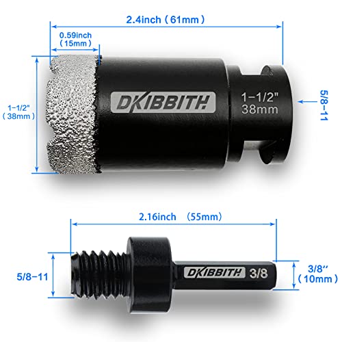 image for DKIBBITH Dry Diamond Core Drill Bits 1-1/2 Inch Tile Hole Saws for Por