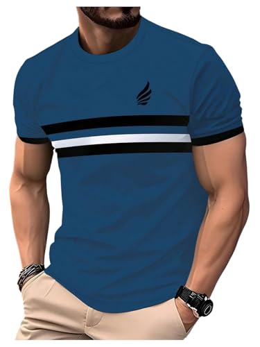 Image of RoseSeek Men's Color Block Short Sleeve Tee Shirts Casual Crewneck T Shirt Trendy Summer Tops