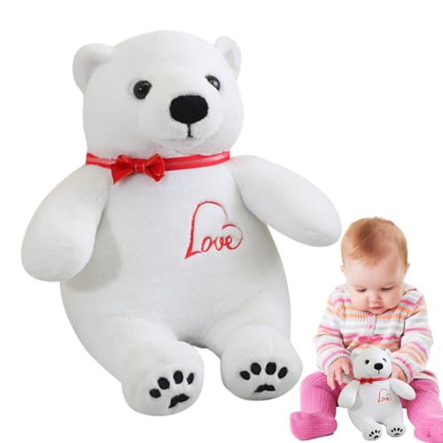 Ours en peluche blanche polaire douce avec arc pour adultes