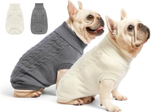 2 Pack Dog Sweaters for Small Dogs - Puppy Medium Warm Clothes in...