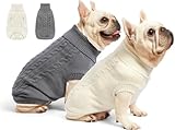Roseelk 2 Pack Dog Sweaters for Small Dogs - Puppy Medium Warm Clothes in Winter, Turtleneck Pullover Design for Boy Girl Pet, Doggie, Cat, Kitten Chihuahua Bulldog Pug Beagles (M, Grey, Beige)