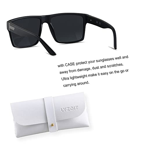 LYZOIT Square Sunglasses for Men Women Polarized Oversized Big UV Protection Rectangle Shades2