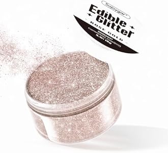 (10g) Rose Gold Edible Glitter for Cocktails, Drinks, Cakes - Girls Pink Luster Dust Edible Bulk - 100% Food Safe Cake Glitter Dust Edible - Valentines Food Decoration Wedding Party - No Taste