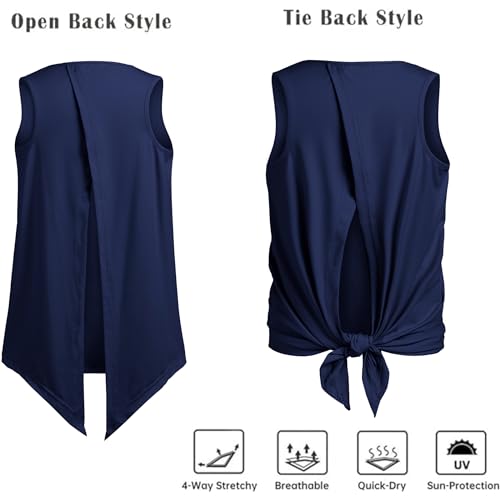 Image of Zaclotre Girls Athletic Tank Tops Open Tie Back Sleeveless Workout Shirts