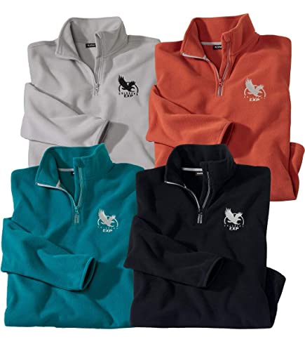 ATLAS FOR MEN - 4er-Pack Herren Maxi-Comfort Microfleece-Pullover - XL