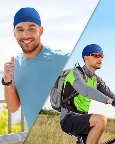 Image of 9 Pcs Cooling Skull Cap Camo Liner Sweat Wicking Lightweight Cycling Cap Running Hat for Men Women