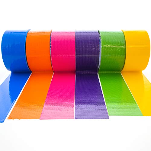 Image of BAZIC PRODUCTS Assorted Fluorescent Duct Tape, 1.88 in x 10 Yd, 6 Ct, 6-Set | rolls of 1.88 in x 10 yd cloth-backed duct tape in 6 bright fluorescent colors for crafts and labeling