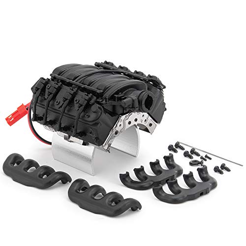 JGGZONE RC Simulate Engine Radiator with Motor Cooling Fans Kit V8 RC Cooling Universal Accessory for TRX4 1/10 RC Crawler Car Upgrade Parts Accessories