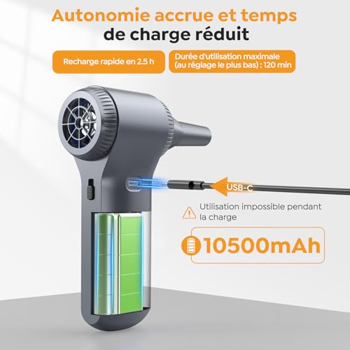 Éliminer la poussière du clavier avec ce souffleur LED de 10500 mAh