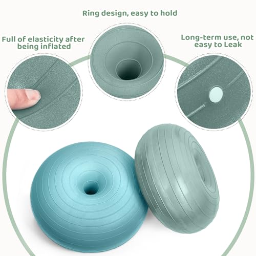 Image of Lewtemi 4 Pcs Flexible Seating for Classroom Elementary, 20'' Yoga Inflatable Ball Chair for Kids, Wobble Chair Donut Ball Chairs with Inflator for Student Sensory Balance Exercise (Morandi Color)
