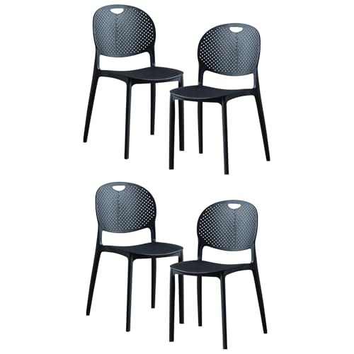 Image of Polypropylene Dream Furnishing - Set of 4 Stackable Dinning Chairs for Home Cafe Office Hotel for Indoor and Outdoor Patio (Black)