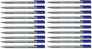 STAEDTLER 334 Triplus Fineliner Superfine Point Pens - 0.3mm - Blue - Pack of 20