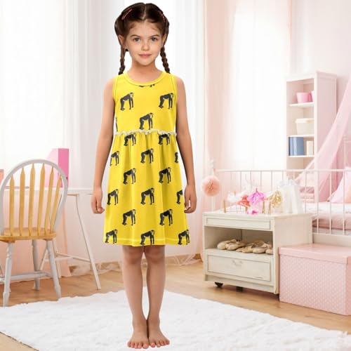 Girls' Sleeveless Dress Funny Printed Summer Swing Casual Cotton Beach Sundress for Girls 2T-8Y2