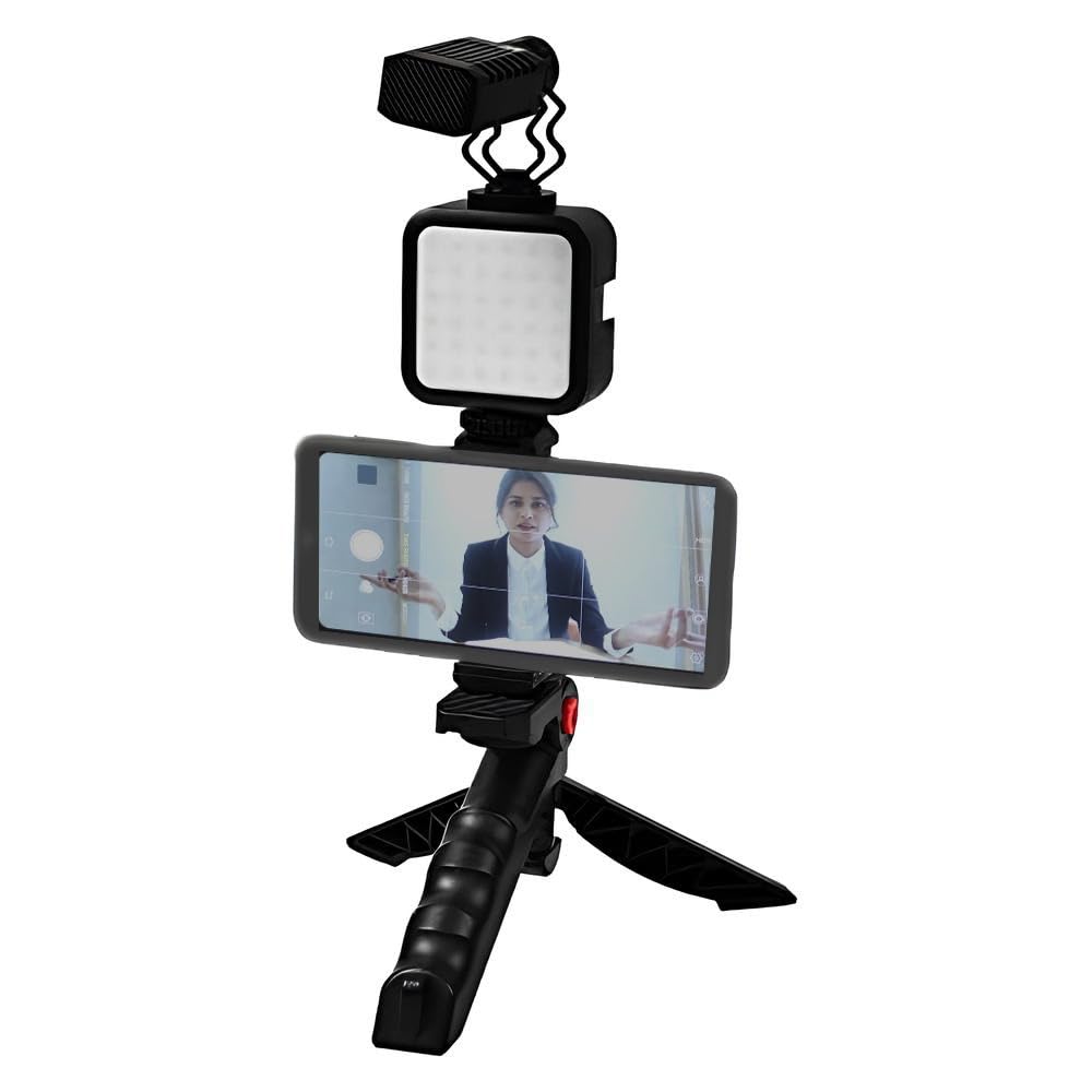 Shotgun Mic All-in-one Youtuber Vlogging Kit with Mini Tripod Stand, Slefie Light, (XA-SGM02-SC)