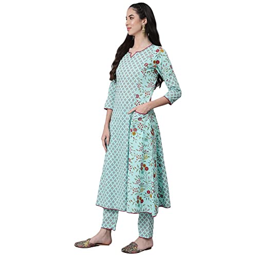Image of anubhutee Women's Cotton Blend Kurta Trouser with Dupatta Set