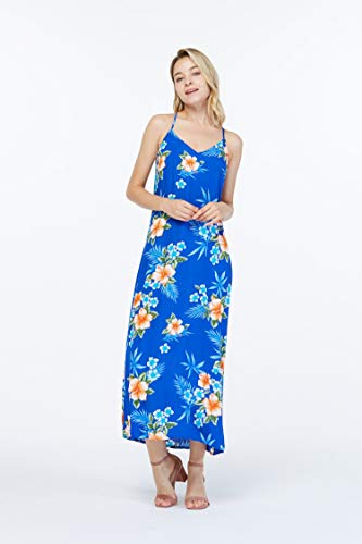 Image of Matchable Family Hawaiian Luau Men Women Girl Boy Clothes in Hibiscus Blue
