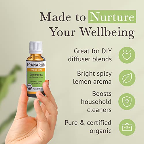 Pranarom - Lemongrass Essential Oil (1Oz / 30Ml) - 100% Pure Natural Therapeutic Grade Essential Oils For Diffusing And Home Aromatherapy Diffusers | Usda And Ecocert Certified Organic #TOP4