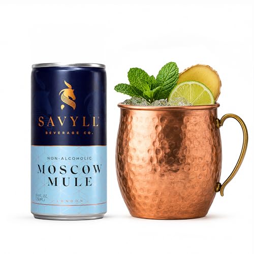 Savyll Non-Alcoholic Cocktails Moscow Mule - Ginger, Mint & Lime, 12 Cans (250ml), 8.5 Fl Oz