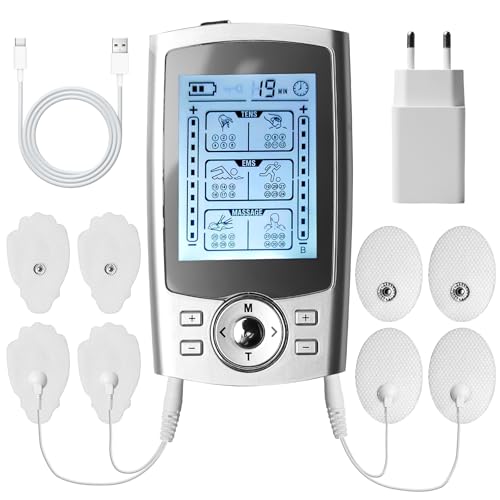 GBKDQQ TENS - Dispositivo para terapia del dolor, dispositivo de alimentación recargable contra el dolor con 36 modos y 12 electrodos premium, dispositivo para el tratamiento del dolor, dispositivo