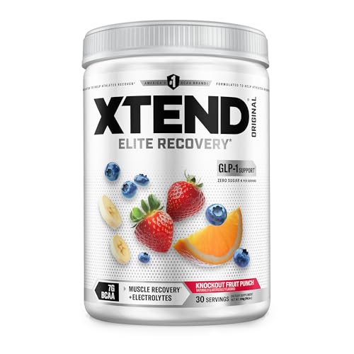 Image of Xtend Original BCAA Powder, 7g BCAAs and 2.5g L-Glutamine for Muscle Recovery Hydration and Lean Muscle, Sugar Free Intra and Post Workout Drink with Electrolytes, Knockout Fruit Punch, 30 Servings
