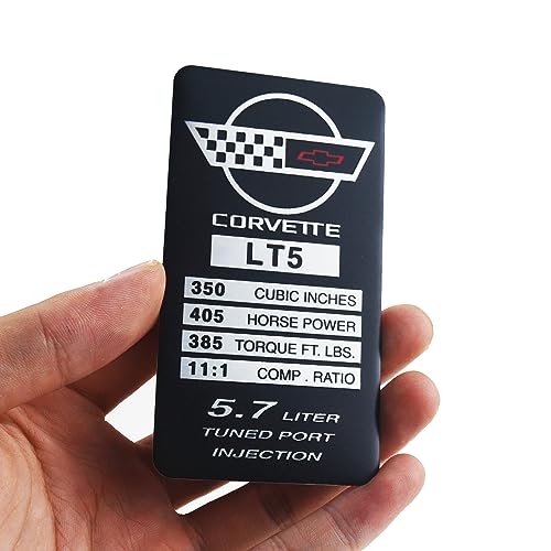 Image of 1Pc C4 Corvette 1990 LT5 Engine ID Spec Metal Data Plate Emblem 3D Badge Nameplate 405 HP, 385 TQ Engine ID Replacement for Corvette