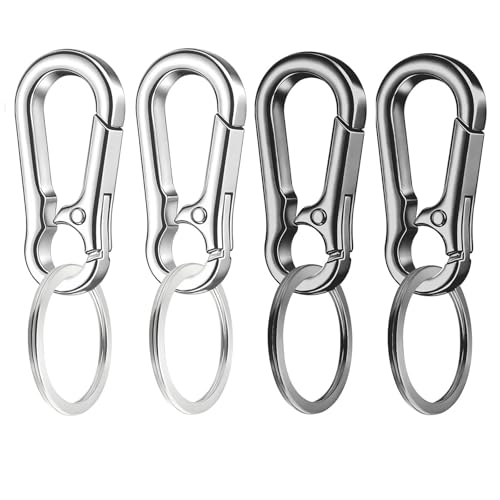 WIVBRNK 4 Pack Keychain, Metal Key Chain, Sturdy Key Ring, Key Rings for Home, Car, Office, Key Organizer Keychain Clip for Belt Loops, Purse, Bag, Key Chains for Men and Women (Black*2 Sliver*2)
