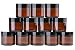 2 oz Round Glass Jars (12 Pack) - Empty Cosmetic Containers with Inner Liners, black Lids and Glass Sample Jars with lables (Amber) by THETIS Homes