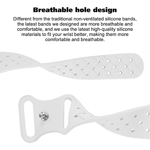 Image of Silicone Braided Weave Bands Compatible with Apple Watch 38mm 40mm 41mm 42mm 44mm 46mm 45mm 49mm, Replacement Sport Breathable Strap for iWatch Series 11 /10 /9 /8 /7 /6 /5 /4 /3 /2 /1 Ultra SE Women Men, White