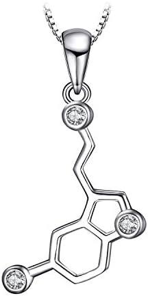 JewelryPalaceSerotonin Molecule Cubic Zirconia Pendant Necklace for Women, 14k White Yellow Rose Gold Plated 925 Sterling Silver Necklace for Her, Fashion Jewelry Gift for Women 18 Inches Chain