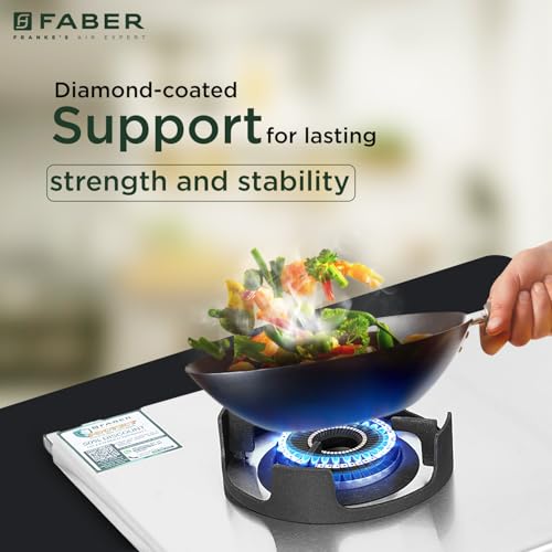 Image of Faber Ember Stainless Steel Cooktop | 2 Brass Burners - Jumbo & Small | Manual Ignition | Diamond-Coated Pan Support | 5Yr Warranty on Burners & 2Yr Comprehensive by Faber | Cooktop Ember 2BB SS CI