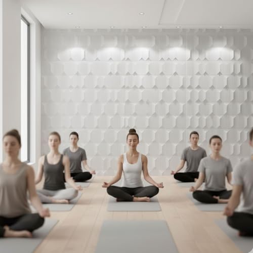 Image of Kayra Decor 3D PVC Wall Panels - Abstract Design, White Color 19.7 inch x 19.7 inch (Pack of 18) - Covers 48.42 Sq. Ft.