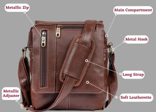 CAVALO-Be-Unique-Crossbody-Stylish-Sling-Bag-or-One-Side-Shoulder-Bag-for-Men-and-Women-Leatherette-Material-1093-Inches-Size-for-Travel-Passport-Bag-Daily-Routine-Use-Brown-Colour