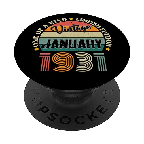 94 Años Vintage Enero 1931 94 Cumpleaños Retro PopSockets PopGrip Intercambiable