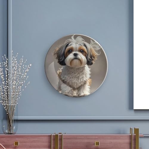 Plato decorativo de porcelana hueso de perro Shih Tzu 7 pulg miniatura 5