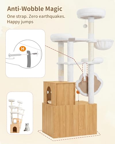 Casa para gatos Heybly con caja de arena 64 pulgadas miniatura 6