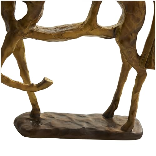 Escultura Decorativa de Caballo Dorado de Polystone 11"x3"x13" miniatura 2