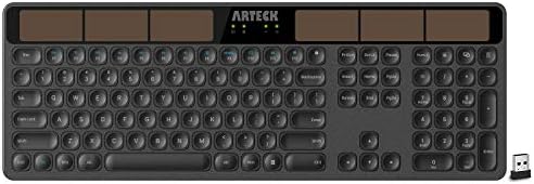 Arteck Wireless Solar Keyboard Full Size Solar Recharging Keyboard for Computer/Desktop/PC/Laptop/Surface/Smart TV and Windows 10/8 / 7 / Vista/XP Built in Rechargeable Battery