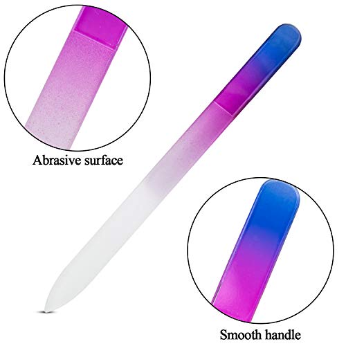 3 Pack Glass Nail File, Eaone Crystal Nail Files, Double-Sided Etched Fingernail Glass Nail Files For Natural Nails Professional Nail Care Tool Stocking Stuffers For Women Nail Foot Tool With Case #TOP2