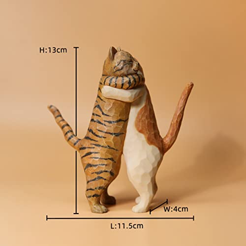 Estatua de gato abrazando con textura de madera miniatura 6